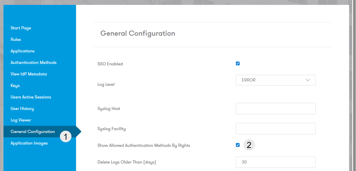 Show Allowed Authentication Methods By Rights