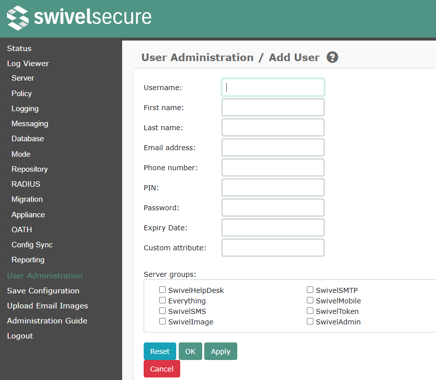 Add User Screen