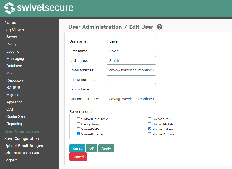 Edit User Screen