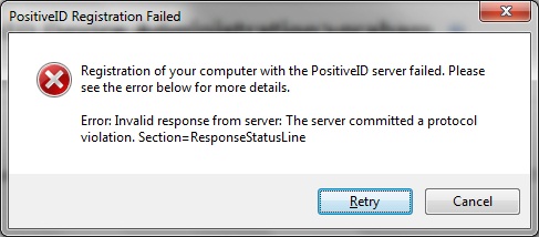 Taskbar PositiveID Device Registration failed.jpg