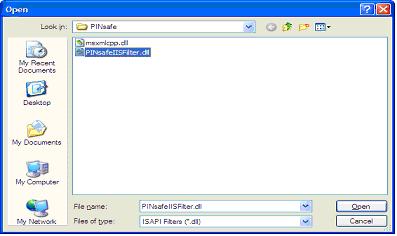 Microsoft OWA IIS 2003 PINsafe ISAPI filter location browse.JPG