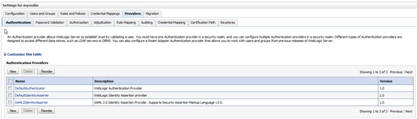 Oracle WebLogic Settings for myrealm Authentication Providers list.jpg