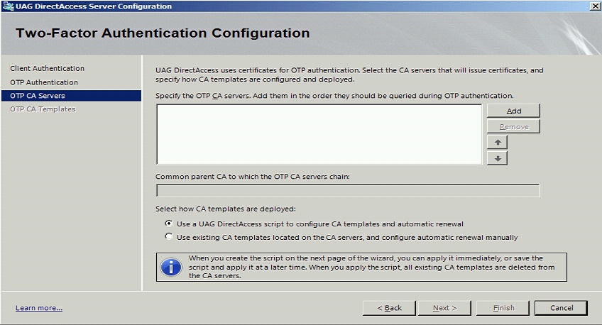 7 Forefront UAG Direct Access Two Factor Authentication Configuration select CA Server.jpg