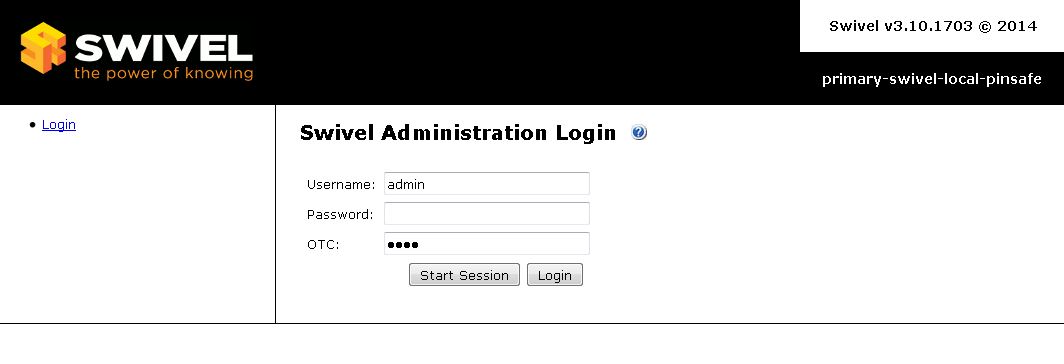 Swivel Admin login example
