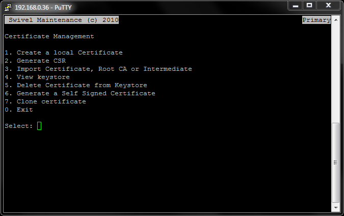 PINsafe Appliance Tomcat Certificate Management Menu Primary.PNG