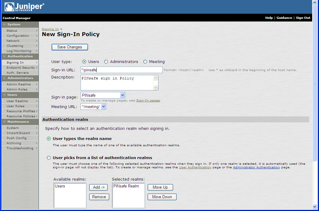 This is what a "NEW sign-in policy " window looks like.